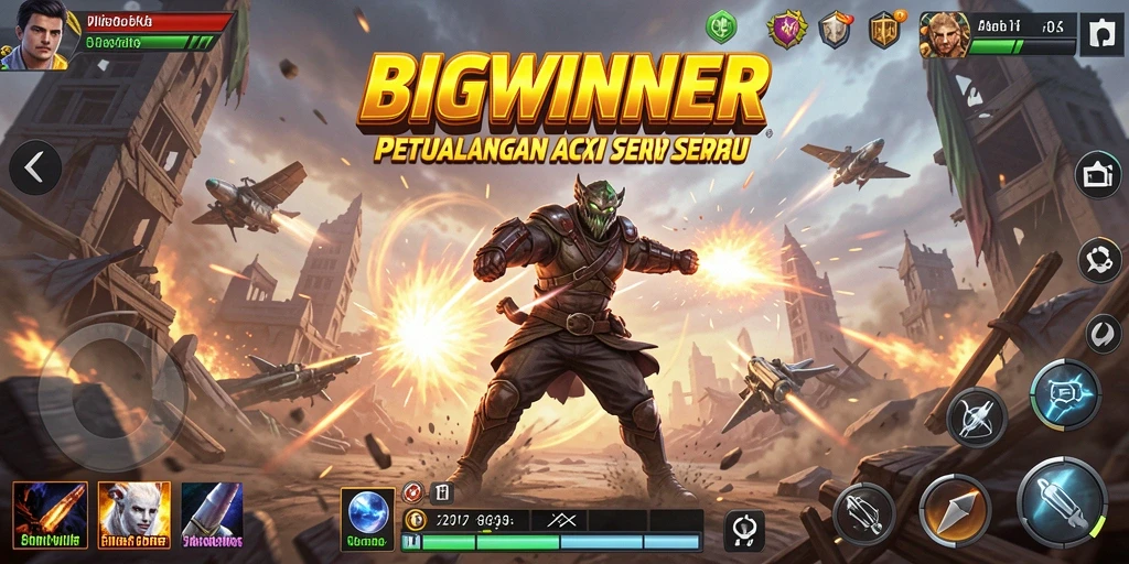 Screenshot BIGWINNER menampilkan aksi seru karakter dalam pertempuran.