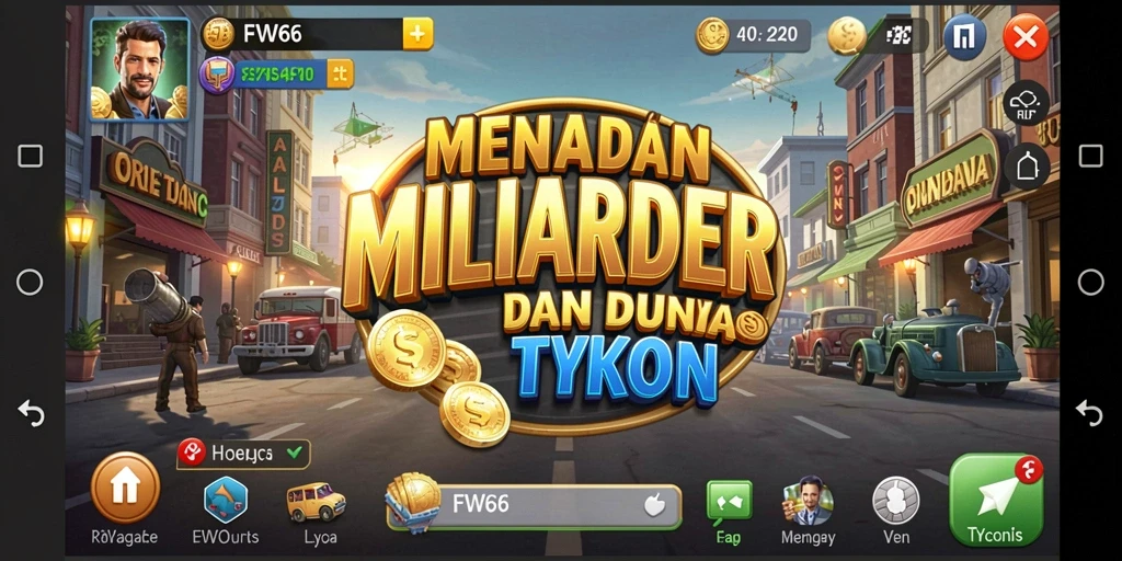 Screenshot gameplay FW66 menampilkan aksi membangun bisnis Tycoon.