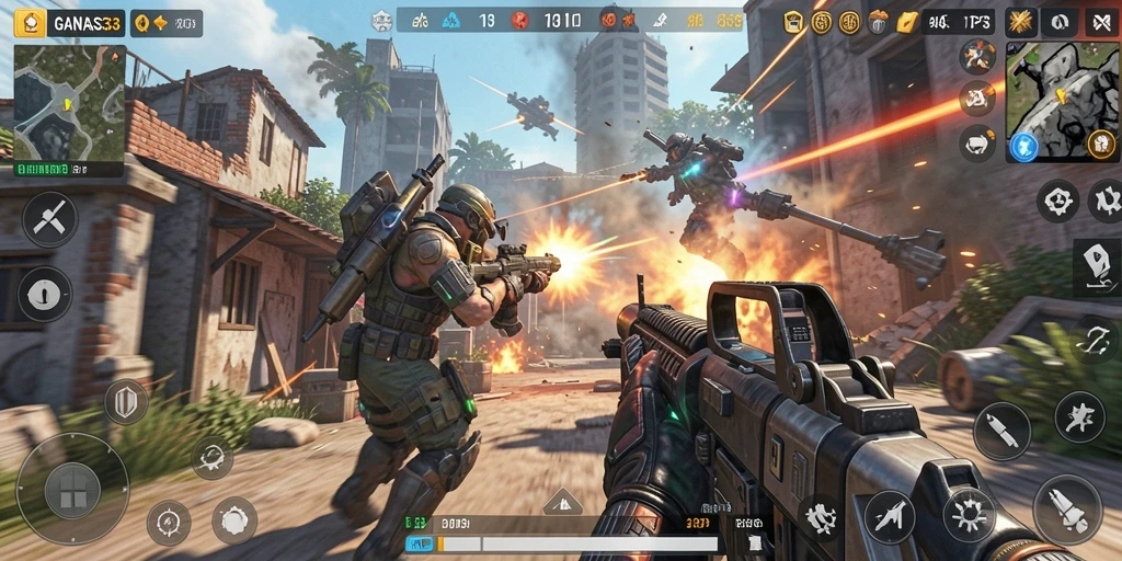 Screenshot gameplay seru dari GANAS33 yang menampilkan aksi TPS.