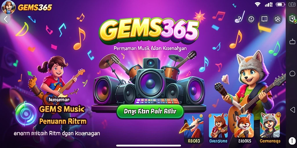 Tampilan gameplay GEMS365 yang menarik dan penuh warna.