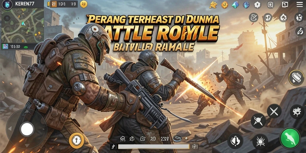 Screenshot gameplay KEREN77 menampilkan aksi pertempuran yang mendebarkan.