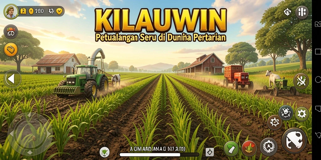 Screenshot gameplay menarik di KILAUWIN menampilkan ladang yang subur.
