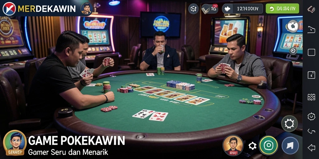 Screenshot gameplay MERDEKAWIN yang menampilkan aksi seru permainan Poker.