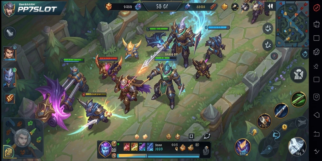 Screenshot utama menunjukkan aksi seru di arena MOBA.