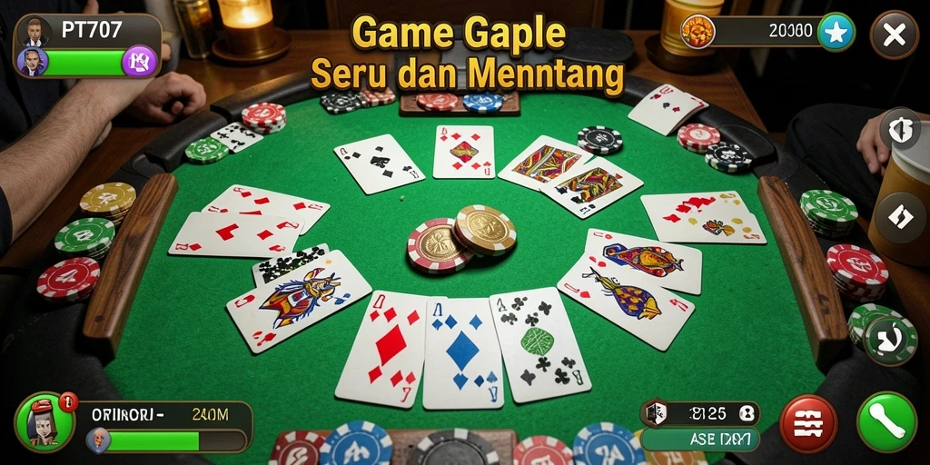 Screenshot PT707 menampilkan gameplay seru di Gaple.