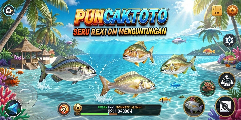 Tampilan gameplay seru PUNCAKTOTO saat menembak ikan.