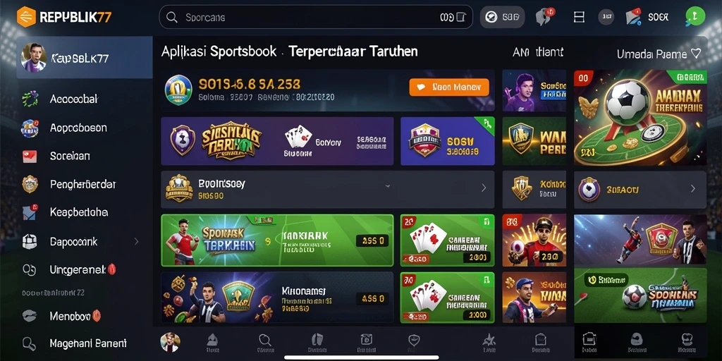 Screenshot gameplay Sportsbook dengan berbagai pilihan taruhan.