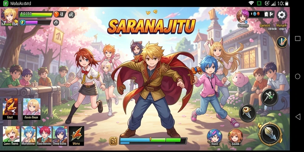Tampilan gameplay menarik dari SARANAJITU dengan karakter Anime yang beragam.