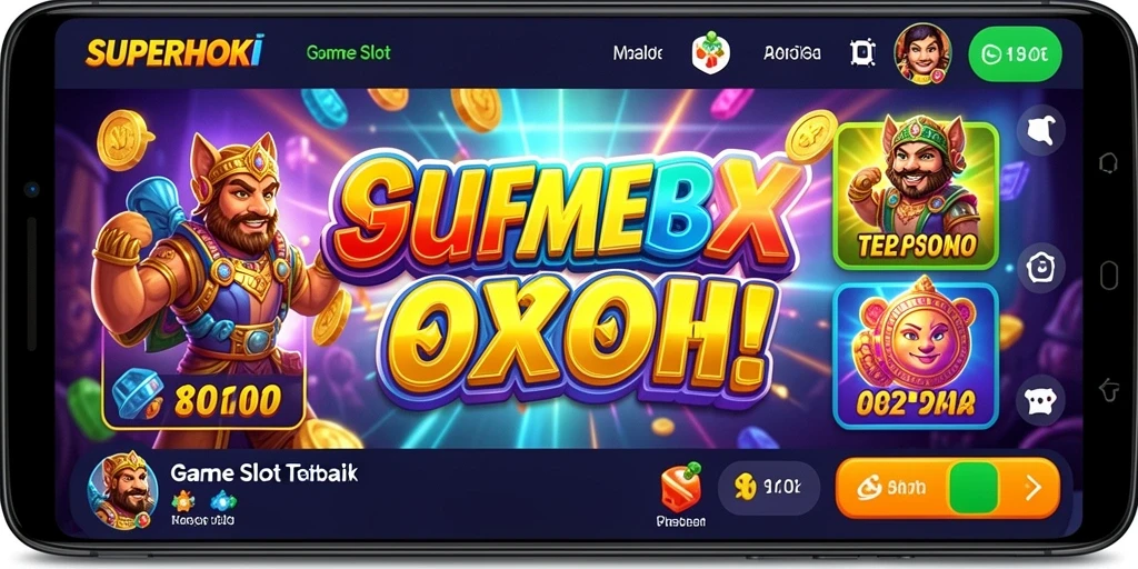 Tampilan gameplay SUPERHOKI yang menawan dan penuh warna.