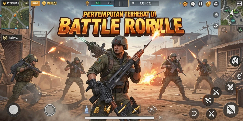 Tampilkan gameplay seru dalam pertempuran Battle Royale.