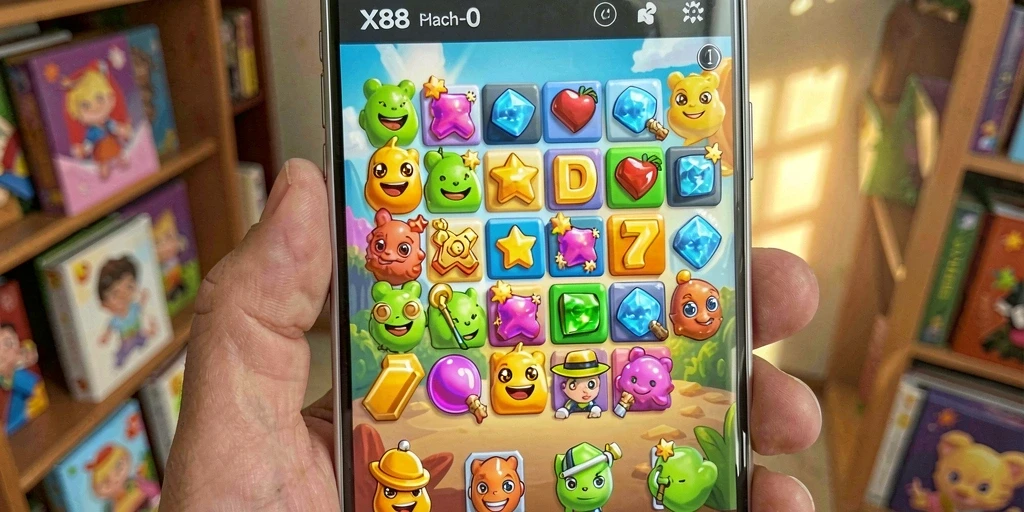 Tangkapan layar X88 menampilkan gameplay seru Match-3.